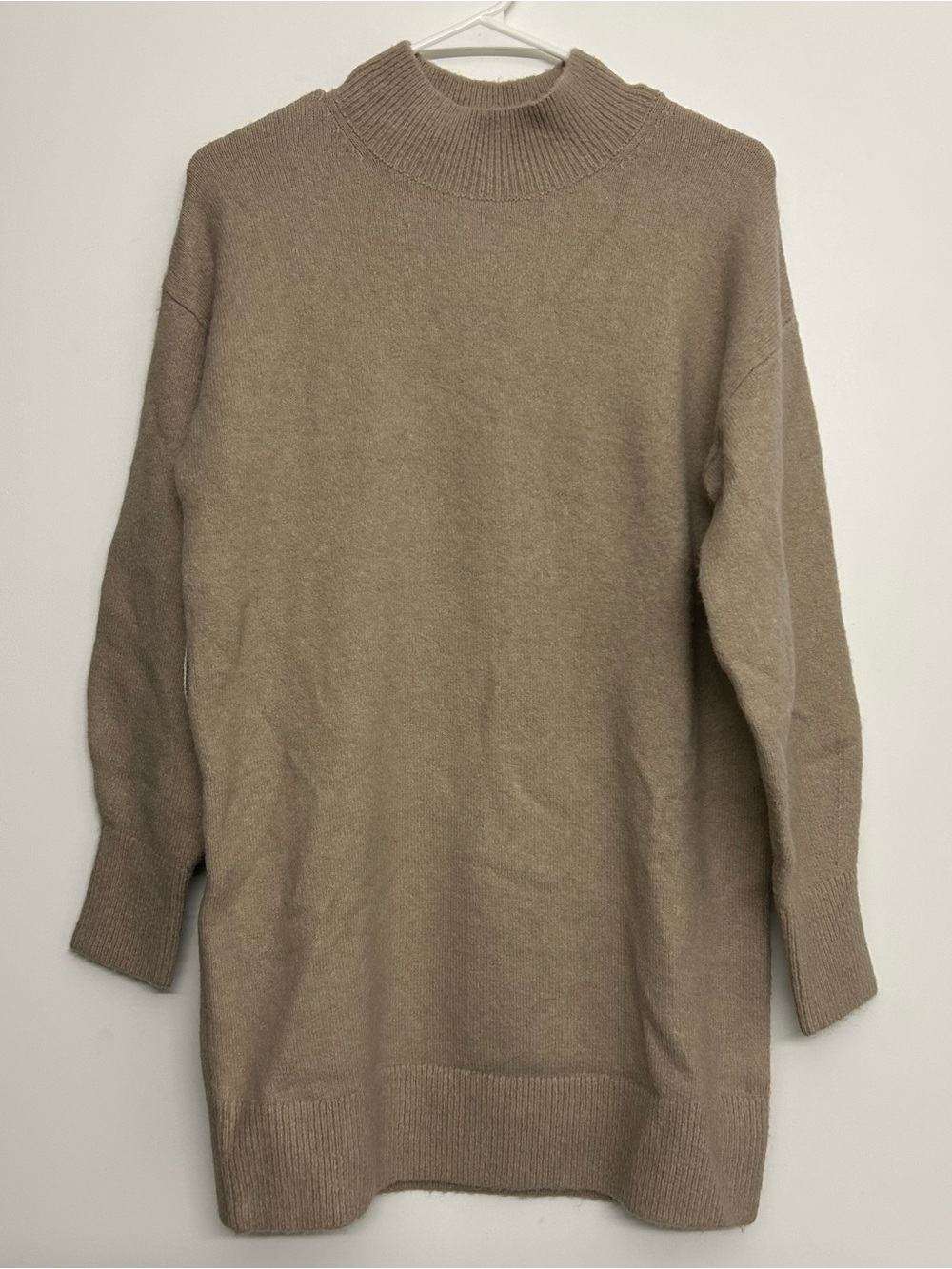 & Other Stories Taupe Mock Neck Longline Sweater dress